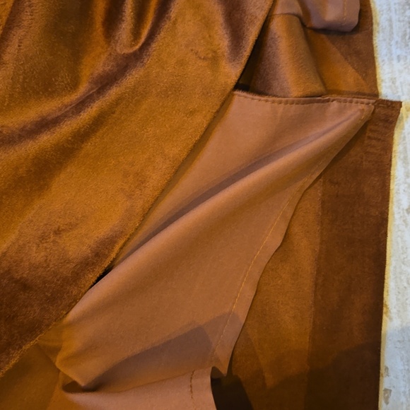 Talbot's Caramel Brown Faux Suede Stylish Pencil Skirt - Picture 3 of 7